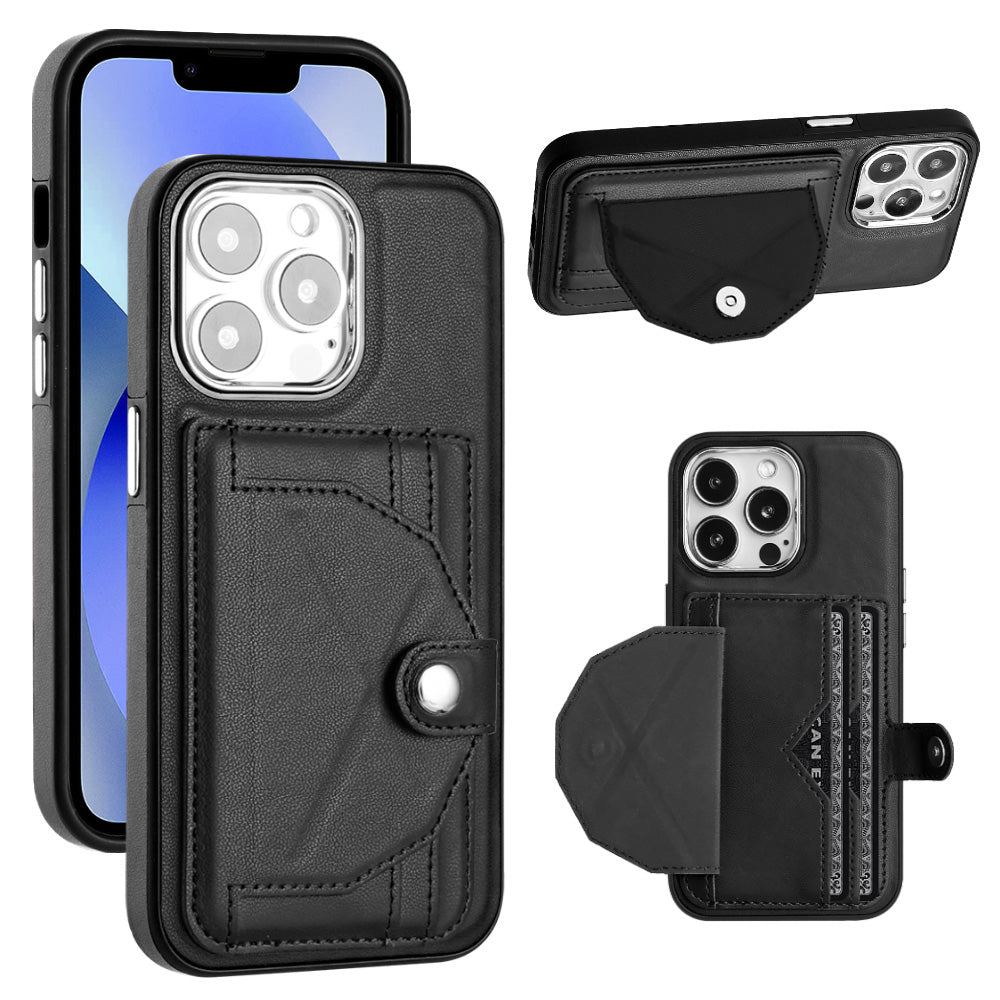 YB Lædercoating Series-4 til iPhone 13 Pro Telefon-etui Kortpladser Kickstand Læderbelagt TPU Anti-drop Cover YB Lædercoating Series-4 til iPhone 13 Pro Telefon-etui Kortpladser Kickstand Læderbelagt TPU Anti-drop Cover
